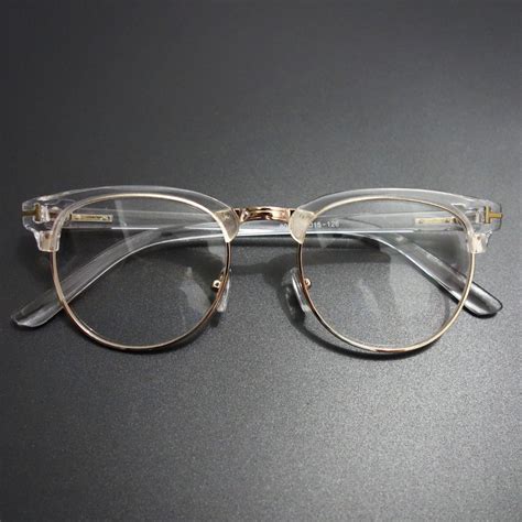Vintage Metal Semi Rimless Glasses Clear Optical Spectacle