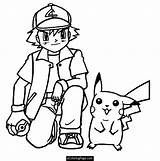 Coloring Ash Ketchum Pokemon Pikachu Printable Anime sketch template