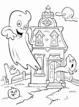 Haunted House Coloring Pages Printable Kids Ghost Friendly Print sketch template