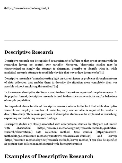 descriptive research research methodology survey methodology