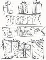 Birthday Coloring Doodle Happy Pages Alley Presents sketch template