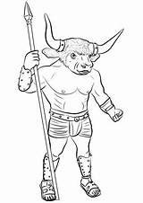 Minotaur Coloring Pages Drawing Printable Athena Supercoloring Greek Mythology Hercules Fighting Lion Color Getdrawings sketch template