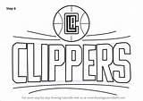 Clippers Logo Angeles Los Draw Drawing Step Nba Tutorials Drawingtutorials101 sketch template