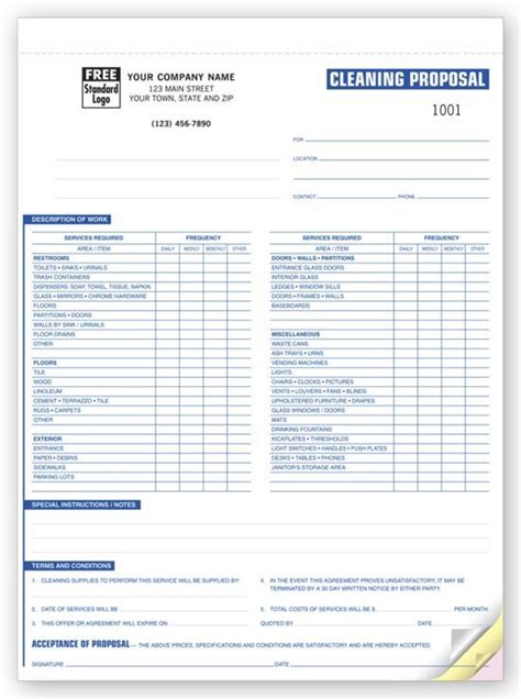 business forms cleaning proposals  checklist   deluxe