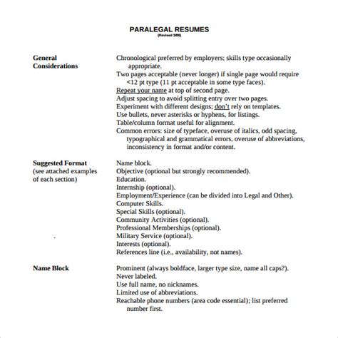 paralegal resume templates   sample templates