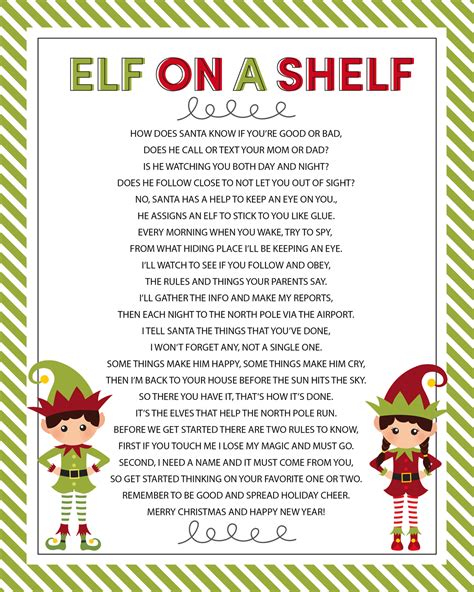 elf   shelf story  printable poem lil luna