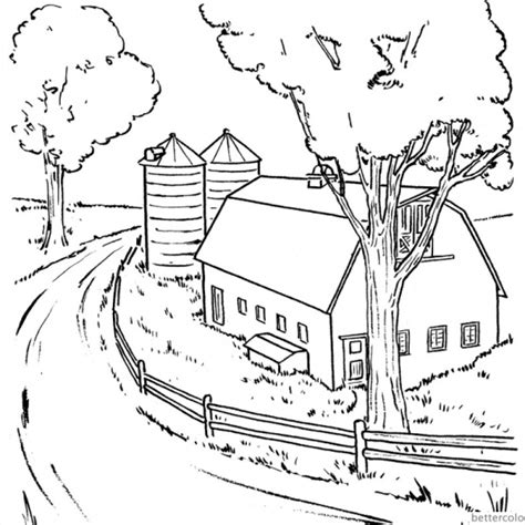 barn coloring pages tall barn   door   window  printable