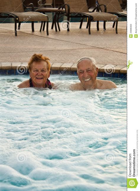 Seniors Enjoying The Hot Tub Stock Image Image Of Health Male 23996303