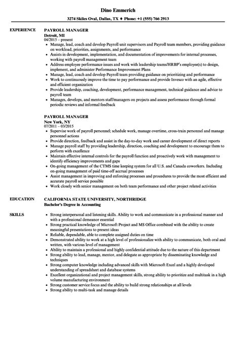 payroll manager resume