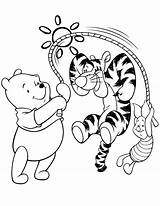Coloring Pages Tigger Jump Rope Pooh Kids Winnie Piglet Disney Heart Cliparts Playing Color Cartoon Print Eeyore Clipart Gif Friends sketch template