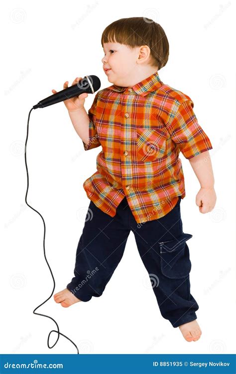 kid singing stock image image  standing young perform