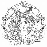 Coloring Pages Zodiac Capricorn Colouring Signs Printable Adult Mandala Color Adults Sheets Pisces Taurus Virgo Astrology Beauty Book Pattern Therapy sketch template