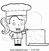 Chef Menu Toddler Holding Blank Female Clipart Cartoon Thoman Cory Outlined Coloring Vector Royalty sketch template