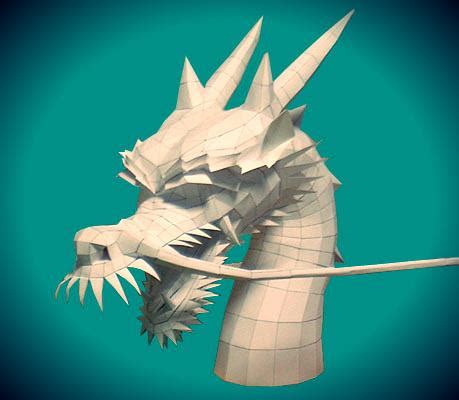 papermau  classic chinese dragon head paper model  bfpf
