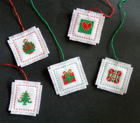 cross stitch kit  mini christmas tree decorations etsy cross