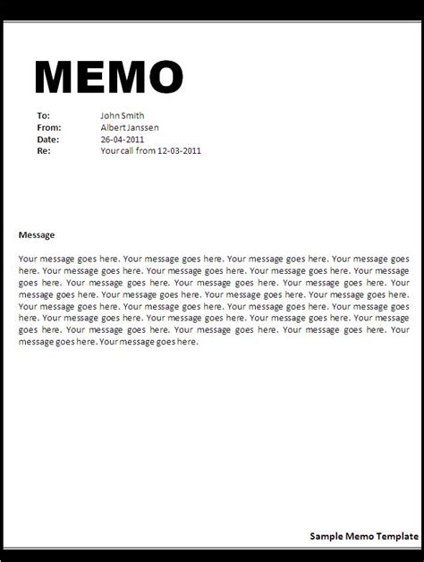 memo template  printable word templates