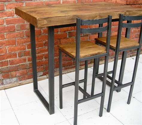 breakfast bar table  bar stools industrial