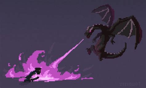 just finished this pixel art of the ender dragon battle minecraft