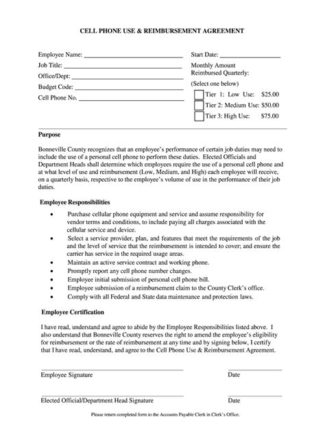cell phone agreement form fill   sign printable  template