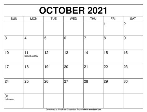 printable october  calendars wiki calendar