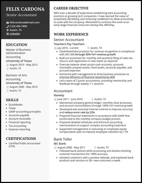 real senior accountant resume examples  worked