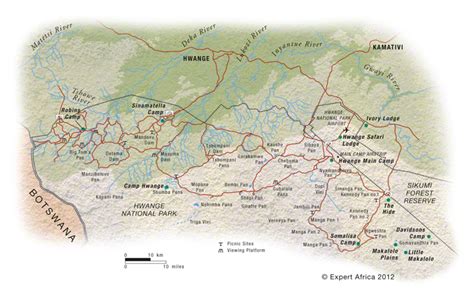 Map Of The Northern Hwange National Park Zimbabwe C