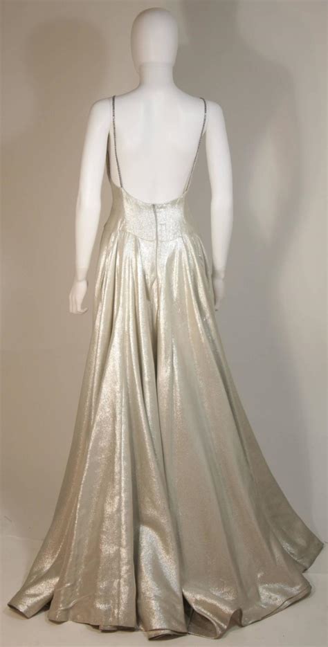 helen rose couture silver metallic ball gown with