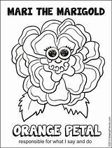 Coloring Petal Girl Daisy Scout Scouts Orange Mari Pages Marigold Responsible Petals Printables Sheet Print Makingfriends Lupine Flower Say Do sketch template