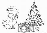 Cat Coloring Christmas Pages sketch template