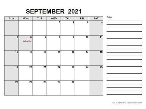 september  calendar  holidays calendarlabs