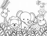 Coloring Cute Animals Animal Pages Jungle Kids sketch template
