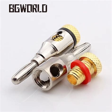 silver mm jack stereo banana plug adpter  speaker amplifier adapters wire connector wire