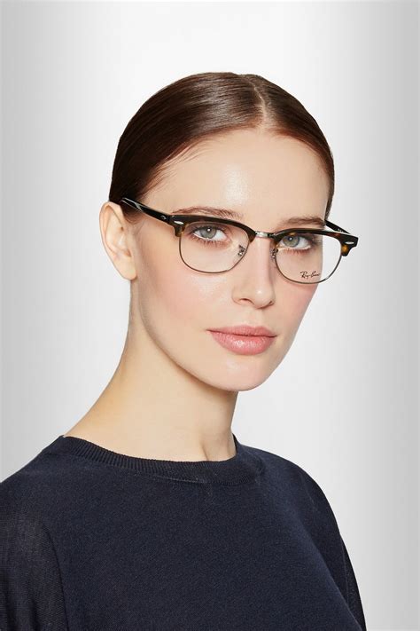Ray Ban Leather Havana Clubmaster Acetate Optical Glasses In Gray Lyst