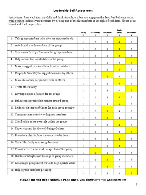 leadership  assessment    read scoring page