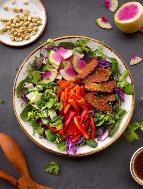 composed asian flavored tempeh salad the vegan atlas