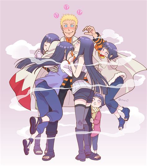 uzumaki naruto and hyuuga hinata naruto and 3 more drawn by risuo