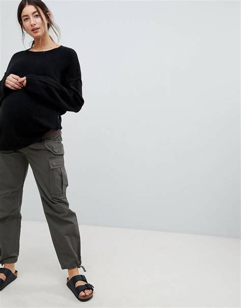 asos design maternity cargo pants  khaki    bump waistband asos maternity