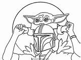 Yoda Mandalorian Mando Grogu Raskrasil Ecoloringpage Mandolorian Mandaloriano Coloringonly sketch template