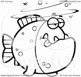 Vector Drunk Piranha Fish Outlined Coloring Clipart Cartoon Regarding Notes sketch template