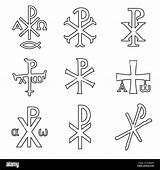 Rho Chi Symbols Christian Chrismon Christogram Set Glossy Labarum Alamy Icons sketch template