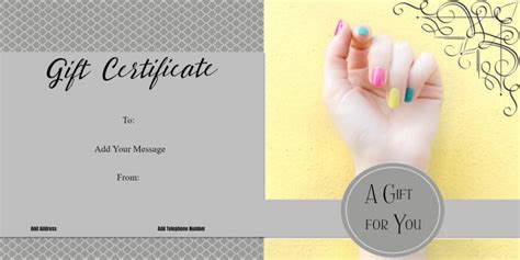 nail salon gift certificates customize