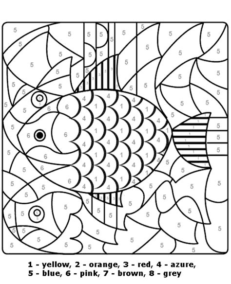 fish color  number coloring pages png  file