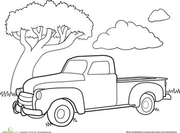 color  car classic truck worksheet educationcom truck coloring