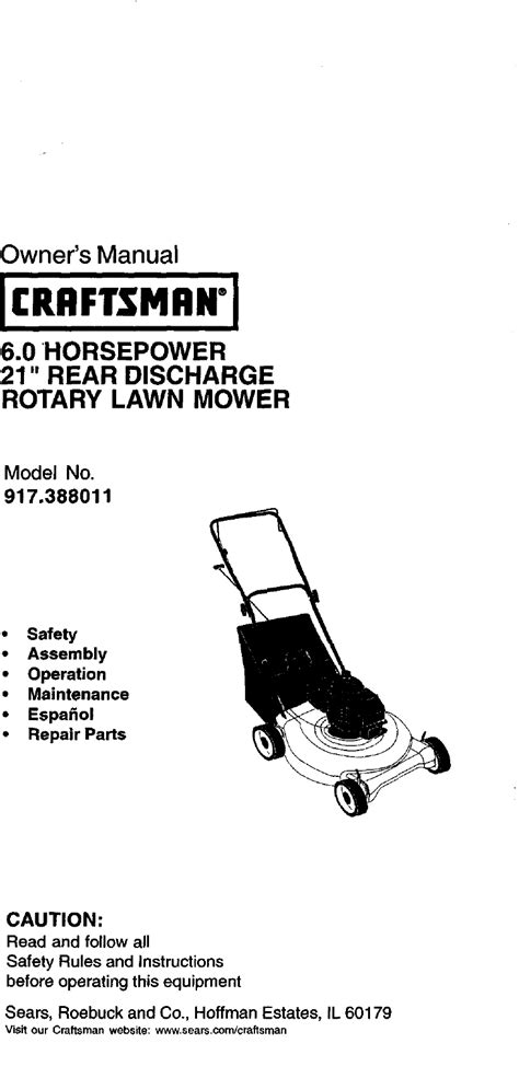 Craftsman 917388011 User Manual Gas Walk Behind Lawnmower Manuals And