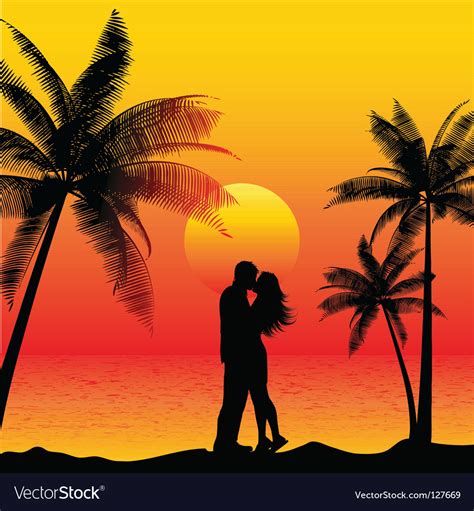 couple kissing on beach royalty free vector image