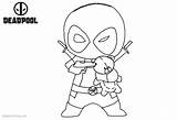 Deadpool Chibi Coloring Pages Printable Kids Color sketch template