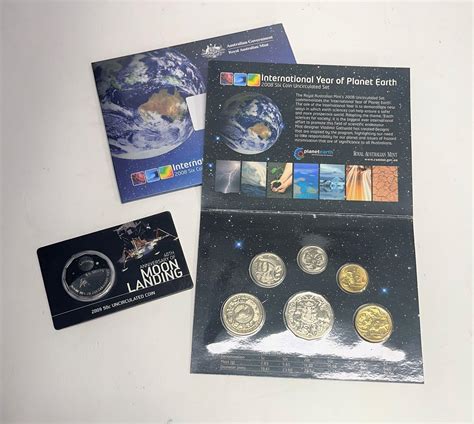 lot   anniversary   moon landing uncirculated australian  cent coin