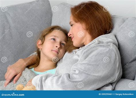 Mom And Daughter Looking At Each Other Stock Image Image Of Casual