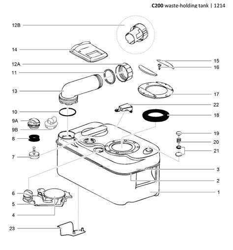 caravansplus spare parts diagram thetford  cassette toilet
