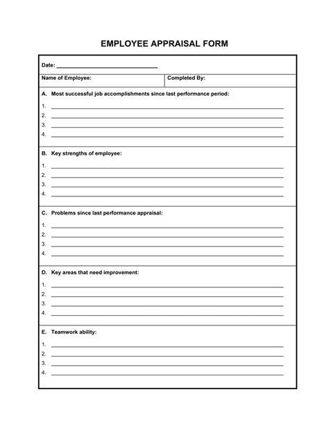employee appraisal form template  business   box